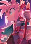  amy_rose anthro clothed clothing eulipotyphlan female hair hammer hedgehog holding_hammer holding_object holding_tool iiimirai mammal pink_hair sega solo sonic_the_hedgehog_(series) tools 
