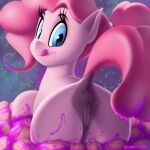  2022 anus butt cutie_mark devo87 digital_media_(artwork) earth_pony equid equine eyelashes female feral friendship_is_magic genitals hasbro hi_res horse looking_at_viewer looking_back mammal my_little_pony pinkie_pie_(mlp) pony pussy rear_view tongue tongue_out 