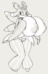  angstrom anthro arthropod big_breasts blush breasts elemental_creature embarrassed embarrassed_nude_female erect_nipples female flora_fauna genitals holding_breast insect lurantis mantis monochrome nintendo nipples plant plump_labia pok&eacute;mon pok&eacute;mon_(species) pok&eacute;mon_legends:_arceus pok&eacute;mon_ultra_moon pok&eacute;mon_ultra_sun pussy simple_background solo stripes video_games wings 