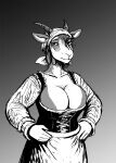  anthro big_breasts bovid breasts caprine cleavage clothed clothing female goat hi_res hladilnik looking_at_viewer mammal solo 