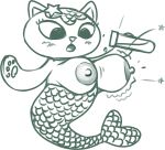  2022 anthro areola asterozoan big_areola big_breasts big_eyes big_nipples blush breast_expansion breasts clothed clothing digital_media_(artwork) domestic_cat echinoderm expansion eyelashes felid feline felis female gabby&#039;s_dollhouse holding_object holding_potion huge_breasts huge_nipples looking_at_own_breasts looking_at_self looking_down mammal marine mercat merfolk mermaid_tail monochrome motion_lines motion_outline nipples open_mouth pawpads potion prick_ears pseudo_hair redout scales solo split_form starfish starfish_(accessory) surprise topless 