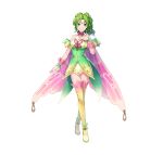  1girl absurdres alternate_costume artist_request bangs bare_shoulders boots breasts cape commentary_request dress fire_emblem fire_emblem:_the_sacred_stones fire_emblem_heroes full_body gradient gradient_clothes green_eyes green_hair hair_ornament hand_on_own_chest hand_up highres jewelry l&#039;arachel_(fire_emblem) long_hair looking_at_viewer medium_breasts shiny shiny_hair short_dress simple_background sleeveless smile thigh_boots thighs turtleneck white_background wrist_cuffs zettai_ryouiki 