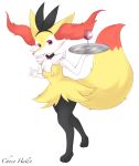  alcohol aleuoliver anthro beverage braixen breasts fake_ears fake_rabbit_ears female hi_res holding_object nintendo nipples plate pok&eacute;mon pok&eacute;mon_(species) simple_background solo video_games white_background wine yellow_body 