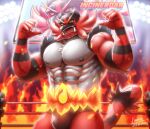  barazoku fire fuchikobaku hi_res incineroar male muscular nintendo pok&eacute;mon pok&eacute;mon_(species) video_games wrestler 