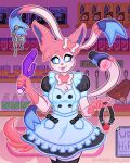  anal_beads anthro ball_gag blue_eyes clothed clothing dildo dress eeveelution ero_roxy female gag hi_res holding_object looking_at_viewer nintendo open_mouth penetrable_sex_toy pok&eacute;mon pok&eacute;mon_(species) pok&eacute;morph ribbons sex_toy solo sylveon vibrator video_games 