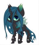  arthropod black_body blue_hair changeling chibi female feral friendship_is_magic green_eyes green_inner_ear hair hasbro hi_res horn insect_wings my_little_pony queen_chrysalis_(mlp) simple_background white_background wings xsatanielx 