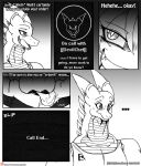  2018 anthro blood bloodbacon_(viroveteruscy) blush bodily_fluids clothing collar comic domestic_pig dragon duo english_text female hair hi_res horn icon if_hell_had_a_taste licking licking_lips male mammal monochrome muscular muscular_anthro muscular_male open_mouth scales scar shirt skylar_fidchell sound_effects suid suina sus_(pig) sweat text tongue tongue_out topwear viroveteruscy 