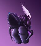  2022 anthro arthropod arthropod_abdomen big_butt blue_nipples blue_pussy bodily_fluids breasts butt fecharis female genital_fluids genitals hi_res hollow_knight hornet_(hollow_knight) insect looking_back mandibles nipples non-mammal_breasts non-mammal_nipples nude portrait purple_background pussy pussy_juice rear_view simple_background solo spicy_triangles team_cherry three-quarter_portrait video_games 