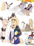  +++ 2boys 4girls animal_ear_fluff animal_ears arknights ball beach_chair beach_umbrella beachball bikini black_bikini blemishine_(arknights) blonde_hair blue_eyes blue_hair breasts brown-tinted_eyewear brown_eyes carrying carrying_under_arm cleavage closed_eyes deer_antlers deer_ears deer_girl dikaiopolis_(arknights) extra_ears eyewear_on_head hair_over_one_eye highres holding holding_ball holding_beachball hood hooded_jacket horse_ears horse_girl horse_tail jacket kumamoto_aichi laurel_crown light_brown_hair medium_breasts monique_(arknights) multiple_boys multiple_girls navel nearl_(arknights) nearl_(shimmering_dew)_(arknights) official_alternate_costume one-piece_swimsuit open_mouth outdoors platinum_(arknights) platinum_(shimmering_dew)_(arknights) roy_(arknights) sand_castle sand_sculpture stomach sunglasses surfboard swimsuit tail tinted_eyewear topless_male translated u_u umbrella viviana_(arknights) white_hair white_swimsuit 