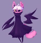  albino anthro chiropteran clothing eyewear female floating_wings fluffy fluffy_tail fur glasses haika_nephti hair hi_res mammal mimic_monster multi_eye multi_mouth pink_body pink_fur purple_tunic solo tunic undertale_au white_hair xiao_soninja yellow_eyes 