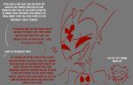  anthro avian bird blitzo_(helluva_boss) dialogue duo embarrassed eyes_closed grey_background happy helluva_boss hi_res imp laugh male outline owl owl_demon red_outline red_text simple_background stolas_(helluva_boss) teathekook text white_text 