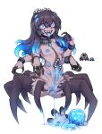  +_+ 2girls :d anus arachne arthropod_girl ass bangs black_hair black_skin blue_anus blue_eyes blue_hair blue_nipples blue_pussy blue_tongue breasts bright_pupils character_request collar collarbone colored_nipples colored_skin colored_tongue dark-skinned_female dark_skin extra_arms extra_eyes extra_legs extra_mouth full_body hair_between_eyes hand_up highres long_hair lying monster_girl multicolored_hair multicolored_skin multiple_girls multiple_legs nipples nyong_nyong on_stomach open_mouth personification pussy reference_inset saliva sharp_teeth simple_background small_breasts smile spider_girl taur teeth terraria tongue tongue_out two-tone_hair two-tone_skin uncensored white_background white_pupils 