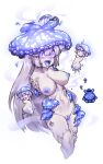  3girls :d amputee bangs blue_eyes blue_nipples blue_pussy blue_tongue breasts character_request collarbone colored_nipples colored_skin colored_tongue drooling full_body hair_between_eyes highres large_breasts long_hair minigirl monster_girl multicolored_eyes multiple_girls mushroom_girl nipples nyong_nyong personification purple_eyes pussy quadruple_amputee reference_inset saliva simple_background smile terraria tongue tongue_out uncensored very_long_hair white_background white_skin 
