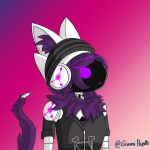  1:1 2022 anthro beanie clothed clothing digital_drawing_(artwork) digital_media_(artwork) female fur giannipapetti hair hat headgear headwear machine murder_drones portrait protogen purple_body purple_fur purple_hair signature simple_background solo tuft uzi(murder_drones) 