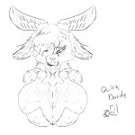  1:1 absurd_res anthro big_breasts breasts bunny_costume bust_portrait clothing cosplay costume female hi_res looking_at_viewer monochrome nipples portrait rolego/ori sketch solo 