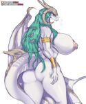  after_transformation angry animal_humanoid anthro better_version_at_source big_breasts big_butt bracelet breasts butt butt_from_the_front claws curvy_figure dragon dragon_humanoid female fire_emblem fire_emblem_three_houses genitals girlsay green_hair hair hi_res horn huge_breasts humanoid jewelry looking_at_viewer nintendo nipples non-mammal_breasts not_furry nude raised_tail rhea_(fire_emblem) scalie simple_background solo spikes standing the_immaculate_one thick_thighs transformation video_games white_background white_body wide_hips wings yellow_eyes 