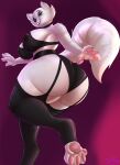  2022 absurd_res anthro butt clothing derpx1 digital_media_(artwork) domestic_cat duchess_(aristocats) ear_piercing eyebrows eyelashes felid feline felis female fingers grin hi_res legwear mammal pawpads piercing smile solo the_aristocats 