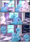  2016 absurd_res blue_body butt comic dialogue digital_media_(artwork) equid equine eyelashes feral friendship_is_magic goo_creature grin hasbro hi_res horn imminent_vore mammal my_little_pony novaspark open_mouth pink_body princess_celestia_(mlp) princess_luna_(mlp) question_mark sleeping smile sound_effects text trixie_(mlp) unicorn winged_unicorn wings zzz 