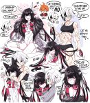  ! 1boy 2girls abs animal_ears animal_hands arlecchino_(genshin_impact) bangs black_bra black_hair black_panties blush bra breasts chenyaas closed_eyes coat coat_on_shoulders columbina_(genshin_impact) english_commentary english_text eye_mask fur-trimmed_coat fur_trim genshin_impact gloves hair_between_eyes hair_ribbon highres instagram_username mask medium_breasts multicolored_hair multiple_girls multiple_views nude one_eye_closed open_mouth orange_hair panties parted_lips paw_gloves pink_hair ribbon scar scar_on_arm scar_on_chest scar_on_leg short_hair signature single_thighhigh speech_bubble streaked_hair tartaglia_(genshin_impact) thighhighs toned twitter_username underwear white_hair white_mask white_thighhighs 