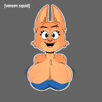  1:1 2022 absurd_res anthro big_breasts breasts bust_portrait canid canine chest_tuft cleavage clothed clothing diane_foxington dreamworks eyebrow_piercing facial_piercing female fox front_view fur grey_background hi_res mammal open_mouth orange_body orange_fur piercing portrait simple_background solo the_bad_guys tuft venomsquid 