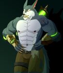  2022 abs absurd_res angry anthro artist_name biceps bottomwear bulge canid canine canis clothed clothing digital_drawing_(artwork) digital_media_(artwork) ears_up fangs fur hands_on_hips henryfda hi_res league_of_legends line_art male mammal muscular muscular_anthro muscular_male nipples pecs riot_games scar shaded simple_background solo text topless tube url video_games warwick_(lol) were werecanid werecanine wolf 