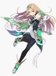  1girl aegis_sword_(xenoblade) back-seamed_legwear bangs bare_shoulders blonde_hair breasts dress earrings elbow_gloves front-seamed_legwear gem gloves headpiece highres jewelry kinagi_(3307377) large_breasts long_hair mythra_(massive_melee)_(xenoblade) mythra_(xenoblade) seamed_legwear short_dress swept_bangs tiara very_long_hair white_dress white_gloves xenoblade_chronicles_(series) xenoblade_chronicles_2 yellow_eyes 