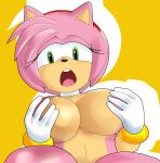  absurd_res aerth amy_rose anthro areola big_breasts breasts eulipotyphlan female green_eyes hedgehog hi_res looking_at_viewer mammal nude open_mouth sega solo sonic_the_hedgehog_(series) 