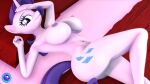  absurd_res anthro bed_sheet bedding bedroom bent_legs big_breasts breasts cutie_mark equid equine female friendship_is_magic hand_on_forehead hi_res horn mammal my_little_pony navel nude pillow pootanger_sfm rarity_(mlp) solo unicorn 