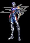  1boy 3ok absurdres adapted_costume black_background highres male_focus open_hands power_armor science_fiction solo standing ultra_series ultraman_(hero&#039;s_comics) ultraman_decker ultraman_decker_(series) ultraman_suit yellow_eyes 