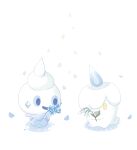  blue_flower candle commentary_request falling_petals fire flame flower highres holding holding_flower litwick no_humans open_mouth petals pokemon pokemon_(creature) smile ssn_(sasa8u9r) vanillite white_background yellow_eyes 