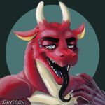  anthro claws davison dragon fur hi_res horn humanoid icon invalid_tag male simple_background solo 