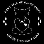  &lt;3 1:1 2022 ambiguous_gender black_and_white black_background bodily_fluids bring_me_the_horizon canid canine canis english_text feral hi_res lucernalupum lyrics mammal monochrome simple_background solo tears text wolf 