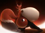  anthro areola big_breasts big_butt black_areola black_nipples breasts butt clothing curvy_figure drakonst female fur fur_markings hi_res huge_breasts huge_butt hyper hyper_breasts kneeling legwear long_tail looking_at_viewer markings nickit nintendo nipples orange_body orange_eyes orange_fur pok&eacute;mon pok&eacute;mon_(species) solo stockings stretching_legs thick_thighs video_games white_body white_fur wide_hips 