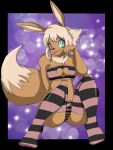  anthro blue_eyes brown_body clothed clothing eevee female hi_res ixamidyne nintendo pok&eacute;mon pok&eacute;mon_(species) pok&eacute;morph solo tongue tongue_out video_games 