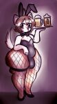  absurd_res alcohol andrew_(solo_legend) anthro beer beverage big_butt bow_tie bulge bunny_costume butt canid canine canis clothing costume fishnet girly hi_res male mammal penelopisspiss solo thick_thighs waiter wolf 
