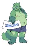  ambiguous_gender anthro belly blue_eyes bottomwear citation clothed clothing fluffy fluffy_tail fred_(fredrick_brennan) fur green_body green_skin grey_bottomwear grey_clothing grey_shorts half-closed_eyes hand_pawpads handpaw hi_res holding_object holding_paper humanoid_hands looking_at_viewer maaudaan_tg male mammal moobs narrowed_eyes navel nipples no_shoes offering_to_viewer one_eye_closed overweight overweight_anthro overweight_male paper paws procyonid raccoon shorts simple_background smug solo tongue tongue_out topless topless_anthro white_background wink 