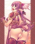  anal anal_beads armor breasts copyright_request covered_nipples elf fat_mons fingerless_gloves garter_belt gloves long_hair medium_breasts panties pointy_ears purple_hair pussy shimakaze sideboob solo thighhighs thong underwear 