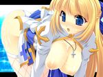  archbishop blonde_hair blue_eyes breasts cum cum_on_ass cum_on_body cum_on_breasts cum_on_upper_body facial fishnet_legwear fishnets hair_ribbon kinoshita_ichi large_breasts long_hair panties ragnarok_online ribbon solo thighhighs underwear 