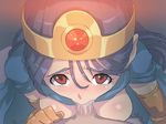  :&gt;= bitchen blush breasts cape censored dragon_quest dragon_quest_iii elbow_gloves fellatio gloves looking_at_viewer medium_breasts oral penis pov purple_hair red_eyes sage_(dq3) solo_focus 