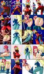  2girls ass big_hair blue_legwear bottomless cameltoe crotch_rub drill_hair fellatio footjob harp_note heart hetero hibiki_misora highres isu multiple_girls no_panties oral pantyhose penis rockman ryuusei_no_rockman shirogane_luna shorts squatting tentacles wind wind_lift 