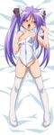  absurdres animal_ears bed breasts cat_ears cat_tail dakimakura feet full_body highres hiiragi_kagami incredibly_absurdres lucky_star nipples open_mouth purple_hair pussy small_breasts solo sugimura_tomokazu tail thighhighs twintails white_legwear 