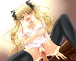  bad_id bad_pixiv_id blonde_hair breasts censored cowgirl_position girl_on_top highres long_hair medium_breasts nipples no_panties original penis sex solo_focus straddling thighhighs twintails yaoto 