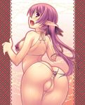  anal anal_beads ass bikini breasts copyright_request covered_nipples elf fat_mons long_hair looking_back medium_breasts open_mouth pointy_ears purple_hair pussy pussy_juice shimakaze sideboob solo swimsuit thong_bikini 