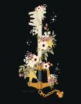  artist_name black_background chain chel_faust english_commentary flower highres keyblade kingdom_hearts no_humans pixel_art simple_background sparkle 
