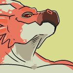  anthro cheek_spikes closed_mouth closed_smile facial_spikes front_view green_background imperatorcaesar looking_at_viewer low_res male mouth_closed muscular muscular_anthro muscular_male narrowed_eyes red_body simple_background solo spikes spikes_(anatomy) white_body 