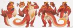  2022 absurd_res anthro belly body_hair butt countershade_face countershading dragon front_view full-length_portrait happy_trail hi_res male open_mouth overweight overweight_anthro overweight_male portrait rear_view red_body red_scales scales side_view simple_background slit solo standing tan_body tan_countershading tan_scales white_background wings 