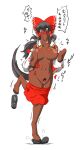  2019 alternate_species anthro big_breasts black_hair blush breasts brown_body clothing dialogue equid equine female genitals hair hi_res hooves horse japanese_text mammal navel nipples on_one_leg pubes pussy reimu_hakurei simple_background solo standing sukedai_haniwa text torn_clothing touhou video_games white_background 