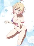  1girl bangs bikini breasts cleavage collarbone kanojo_okarishimasu looking_at_viewer medium_breasts nanami_mami navel open_mouth short_hair solo swimsuit white_background 