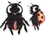  &lt;3 &lt;3_censor antennae_(anatomy) anthro arthropod beetle black_body blush censored censored_penis chubby_male cucujoid doneru erection fangs genitals hi_res ineffective_censorship insect ladybug looking_aside looking_at_viewer male markings penis simple_background smile solo spots spotted_markings tapering_penis 