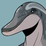  ambiguous_gender anthro blue_background blue_eyes bust_portrait cetacean delphinoid glistening glistening_eyes grey_body imperatorcaesar low_res mammal marine portrait scared simple_background solo teeth toothed_whale 